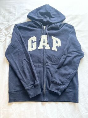 GAP Navy Blue Full-Zip Hoodie with White Logo